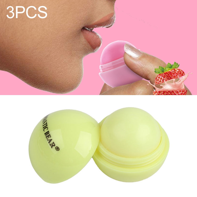 3 PCS Natural Plant Organic Sphere Coc Cola Ball Lipstick Embellish Lip Balm, Blue, Orange, Pink, Purple, Rose, YELLOW