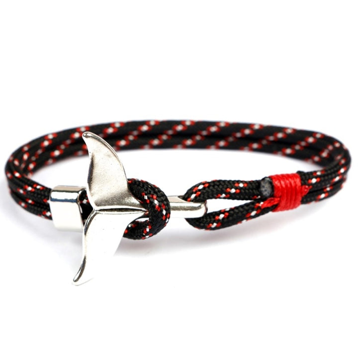 Whale Tail Anchor Charm Nautical Survival Rope Chain Bracelets, Red, Black blue, Yellow, Colorful, Blue, Dark blue, Black, Black red