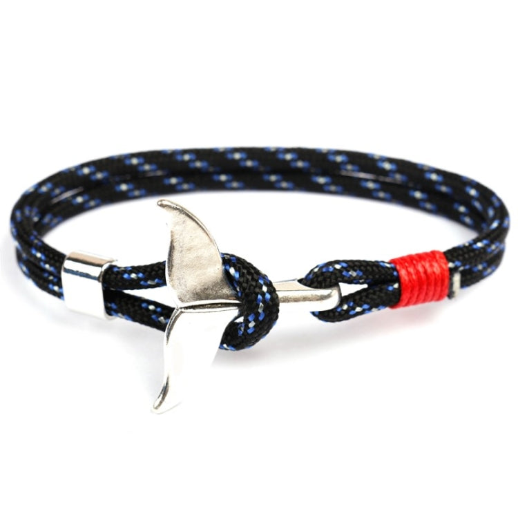 Whale Tail Anchor Charm Nautical Survival Rope Chain Bracelets, Red, Black blue, Yellow, Colorful, Blue, Dark blue, Black, Black red