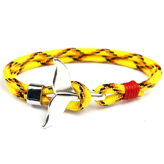 Whale Tail Anchor Charm Nautical Survival Rope Chain Bracelets, Red, Black blue, Yellow, Colorful, Blue, Dark blue, Black, Black red