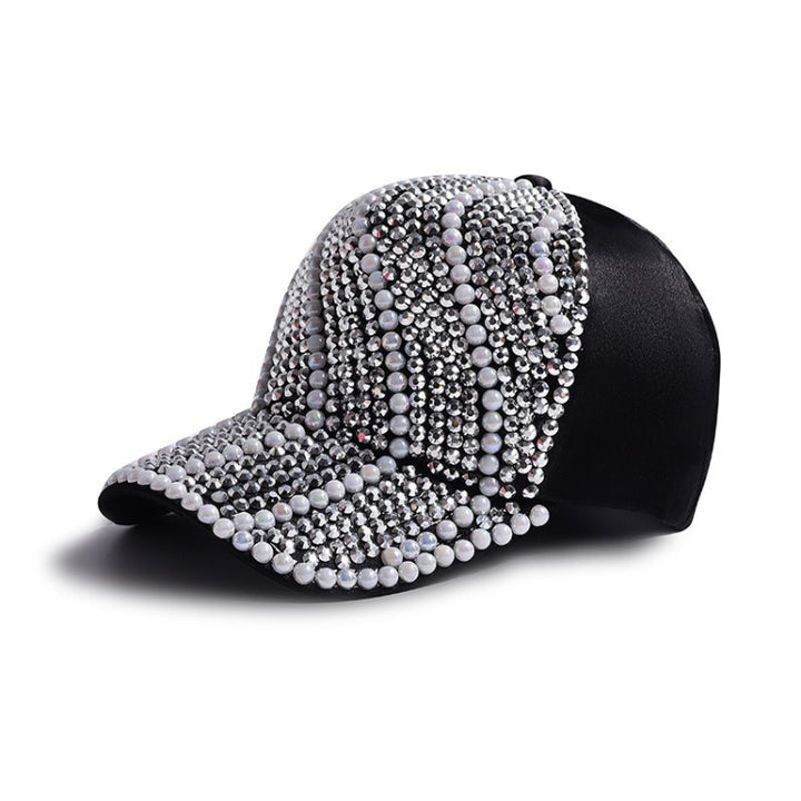 Rhinestone Personality Cap Women Spring And Summer Baseball Cap All-Match Hat, M（56-58cm）