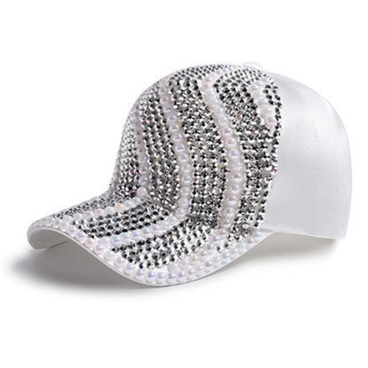 Rhinestone Personality Cap Women Spring And Summer Baseball Cap All-Match Hat, M（56-58cm）