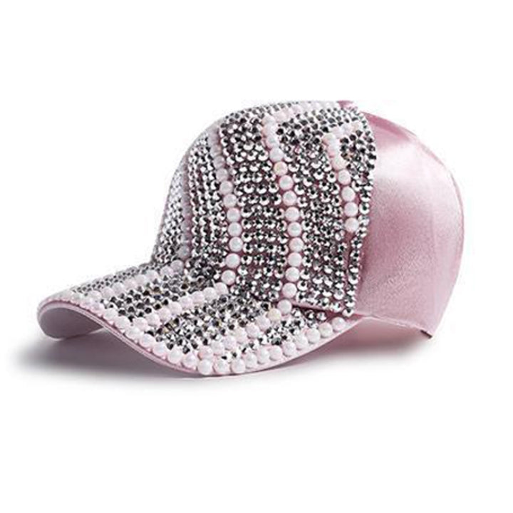 Rhinestone Personality Cap Women Spring And Summer Baseball Cap All-Match Hat, M（56-58cm）