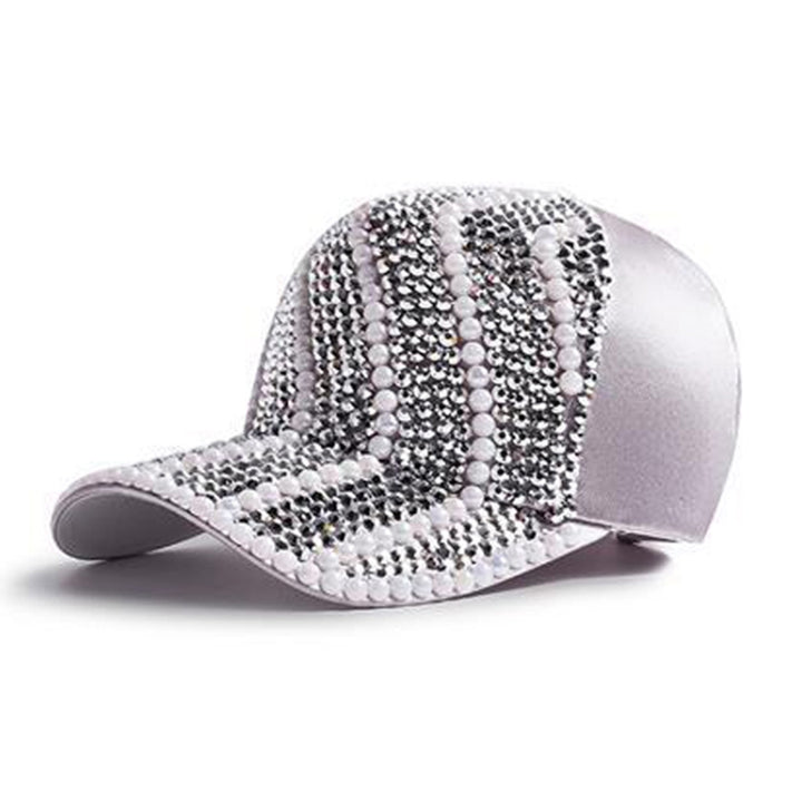 Rhinestone Personality Cap Women Spring And Summer Baseball Cap All-Match Hat, M（56-58cm）