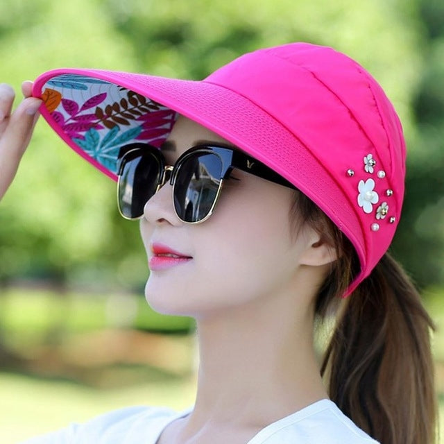 Women Summer Casual  Going Out Ultraviolet-proof Korean Style Folded Sun Block Hat Breathable And Light, Red, Black, Pink, Khaki, Rose Red, Blue, Beige