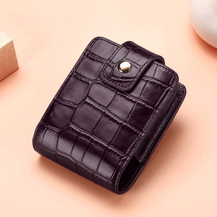 Simple Cowhide Crocodile Pattern Lipstick Bag Storage Portable Makeup Bag With Mirror