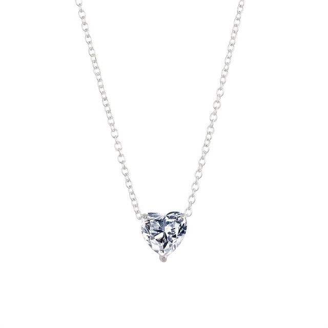 Crystal Heart Pendant Necklace Female Short Chain Necklace, Gold, Silver