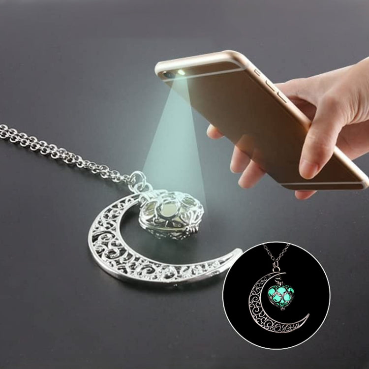 Women Moon Glowing Luminous Gem Charm Necklace Jewelry