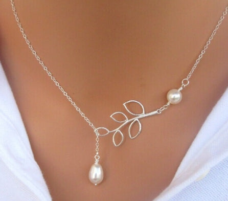 Women Fashion Lovely Chic Long Silver Sweater Chain Pendant Necklaces, Number 8 and cross, Leaf and bird, Leaves, Leaf and pearl, Leaf double chains