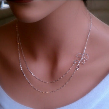 Women Fashion Lovely Chic Long Silver Sweater Chain Pendant Necklaces, Number 8 and cross, Leaf and bird, Leaves, Leaf and pearl, Leaf double chains