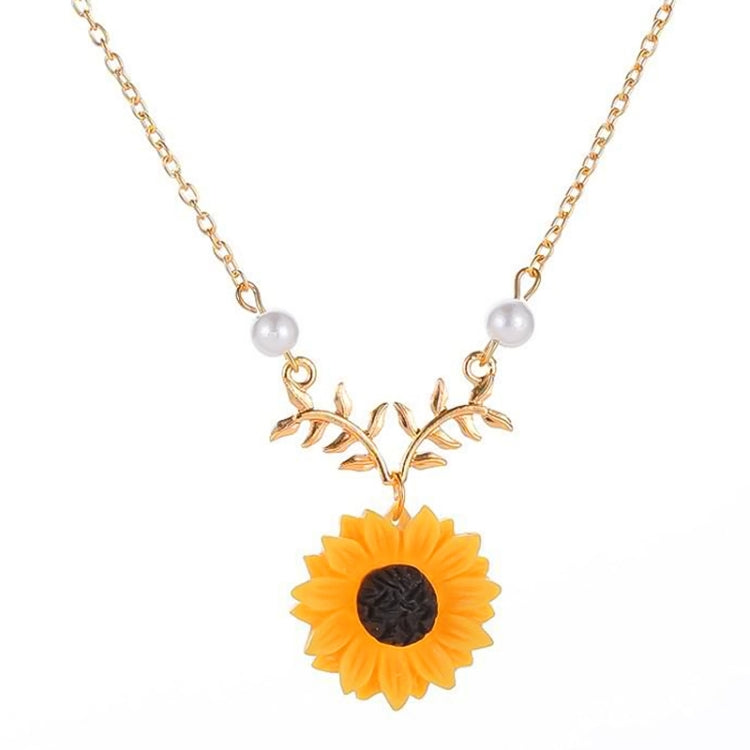 Delicate Sunflower Pendant Necklace Women Creative Imitation Pearls Jewelry Necklace