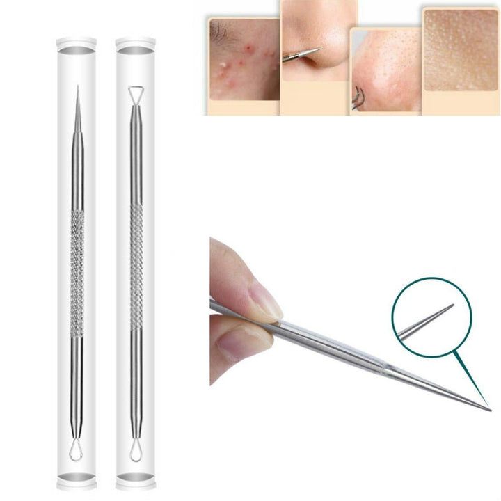 5pcs /Set Acne Needle Stainless Steel Acne Clamp Squeeze Acne Blackhead Tool, 2 in 1, 5 in 1