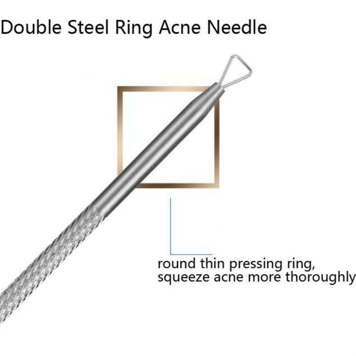 5pcs /Set Acne Needle Stainless Steel Acne Clamp Squeeze Acne Blackhead Tool, 2 in 1, 5 in 1