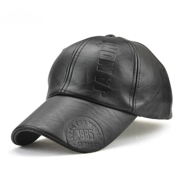 Jamont 9553 PU Leather Autumn and Winter Baseball Cap Embossed Outdoor Peaked Cap, Black, Light Coffee, Dark Coffee