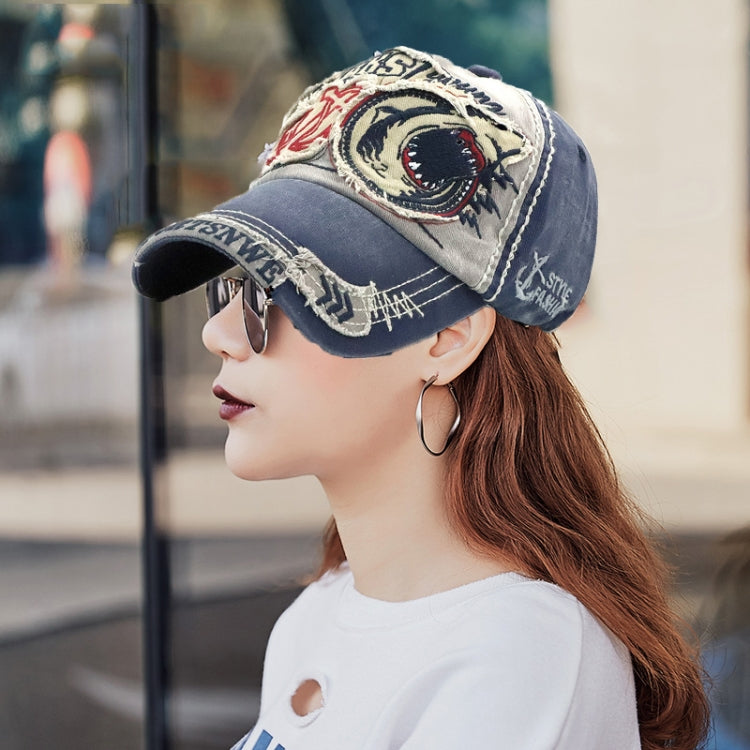 13948 Shark Pattern Washable Baseball Cap Spring and Autumn Sun Hat, One Size