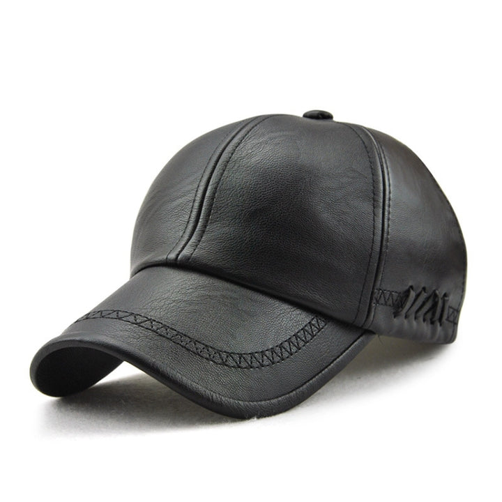 Outdoor Leisure Baseball Hat PU Leather Warm Peaked Cap, Free Size