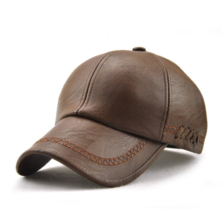 Outdoor Leisure Baseball Hat PU Leather Warm Peaked Cap, Free Size