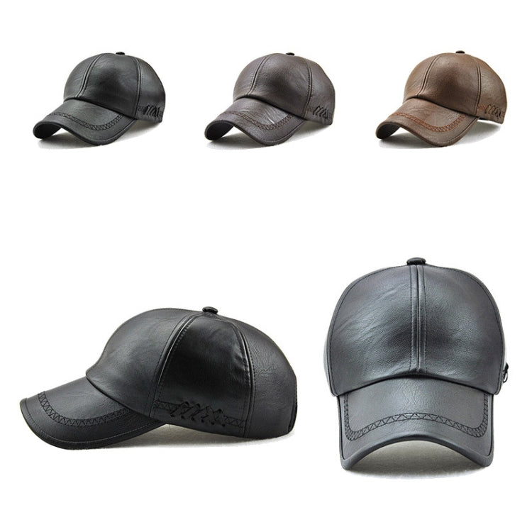 Outdoor Leisure Baseball Hat PU Leather Warm Peaked Cap, Free Size