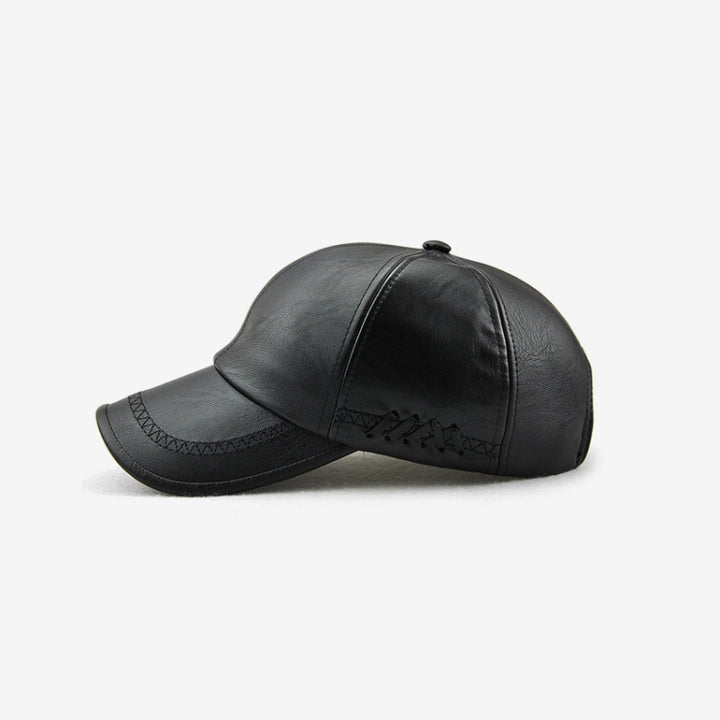 Outdoor Leisure Baseball Hat PU Leather Warm Peaked Cap, Free Size