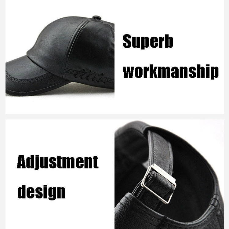 Outdoor Leisure Baseball Hat PU Leather Warm Peaked Cap, Free Size