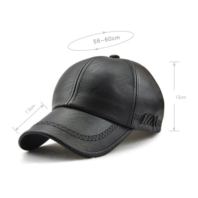 Outdoor Leisure Baseball Hat PU Leather Warm Peaked Cap, Free Size