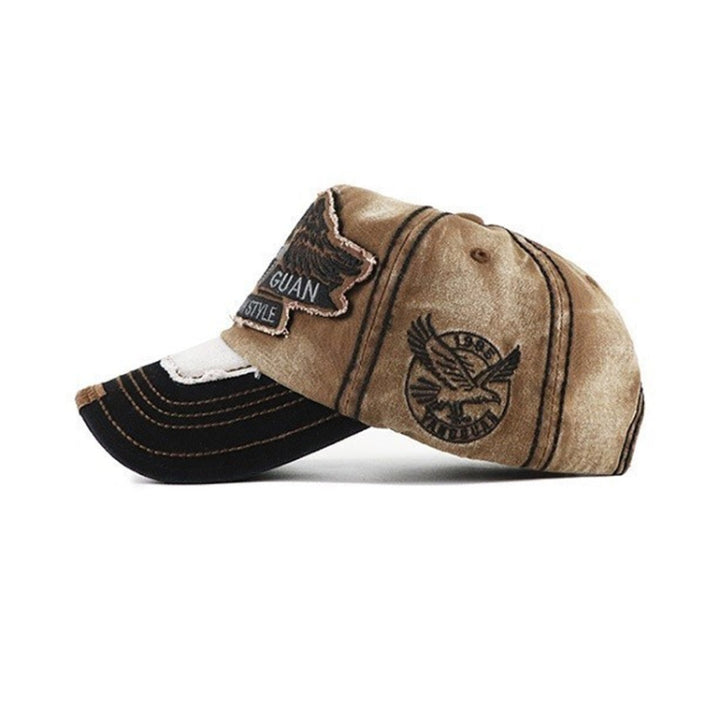 YANG GUAN Eagle Pattern Embroidered Washed Baseball Cap Sun Protection Cap, 54cm, 58cm, 60cm