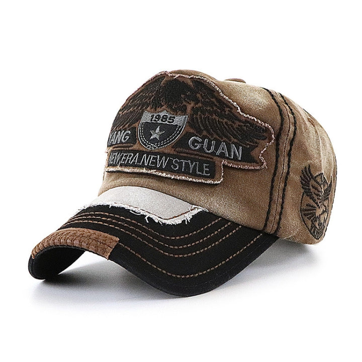 YANG GUAN Eagle Pattern Embroidered Washed Baseball Cap Sun Protection Cap, 54cm, 58cm, 60cm