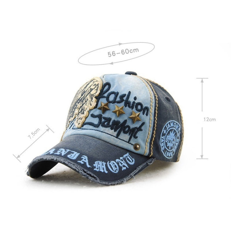 Jamont 9909 Sun Hat Star Shape Rivet Casual Letters Baseball Cap Outdoor Peaked Cap, One Size