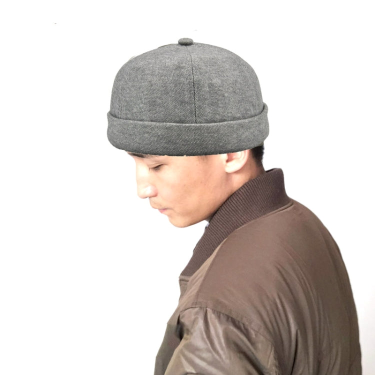 G12788 Iron Mark Street Melon Skullcap Retro Flanged Landlord Hat without Eaves, G12788 Dark Gray, G12788 Dark Blue, G12788 Black, G12788 Grey, G12788 Deep Beige