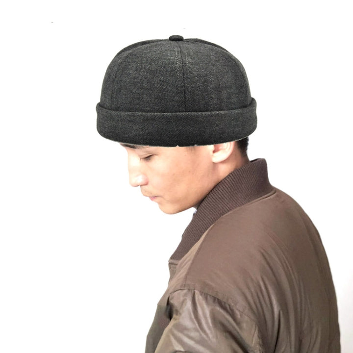 G12788 Iron Mark Street Melon Skullcap Retro Flanged Landlord Hat without Eaves, G12788 Dark Gray, G12788 Dark Blue, G12788 Black, G12788 Grey, G12788 Deep Beige