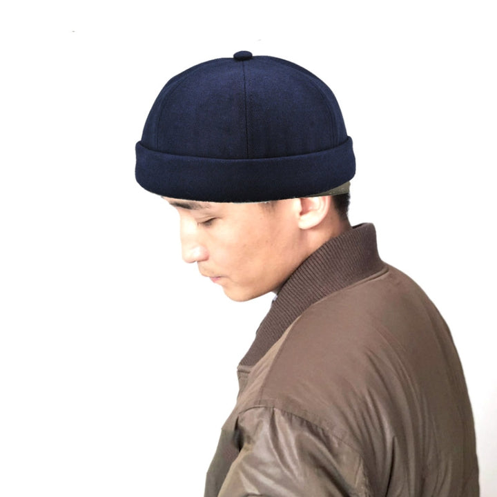 G12788 Iron Mark Street Melon Skullcap Retro Flanged Landlord Hat without Eaves, G12788 Dark Gray, G12788 Dark Blue, G12788 Black, G12788 Grey, G12788 Deep Beige