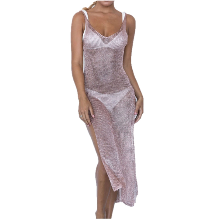 Sexy Perspective Mesh Gauze Strap Dress Swimsuit Cover-up, S, M, L