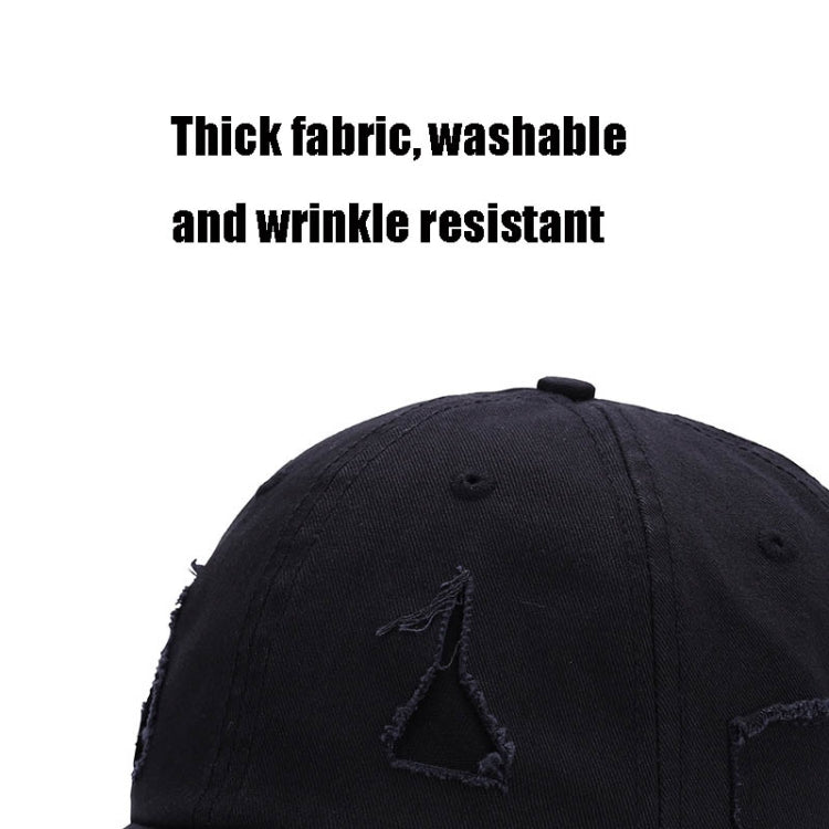 Washed Baseball Cap Casual Retro Shading Distress Torn Cap, One Size