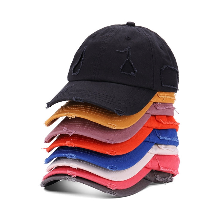 Washed Baseball Cap Casual Retro Shading Distress Torn Cap, One Size