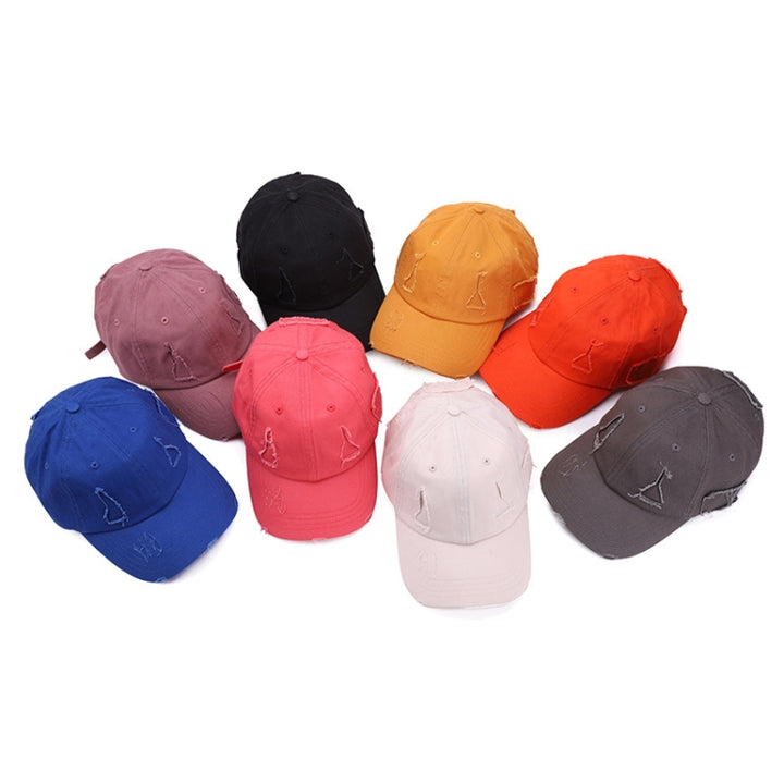 Washed Baseball Cap Casual Retro Shading Distress Torn Cap, One Size