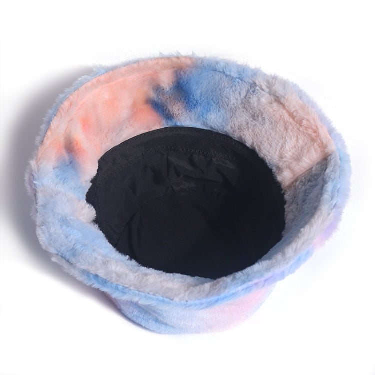 Rainbow Color Plush Fisherman Cap Winter All-Match Warm Basin Hat, 58cm