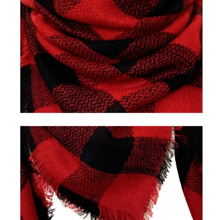 Checkered Pattern Autumn & Winter Ladies Cashmere Scarf, 140 x 140cm