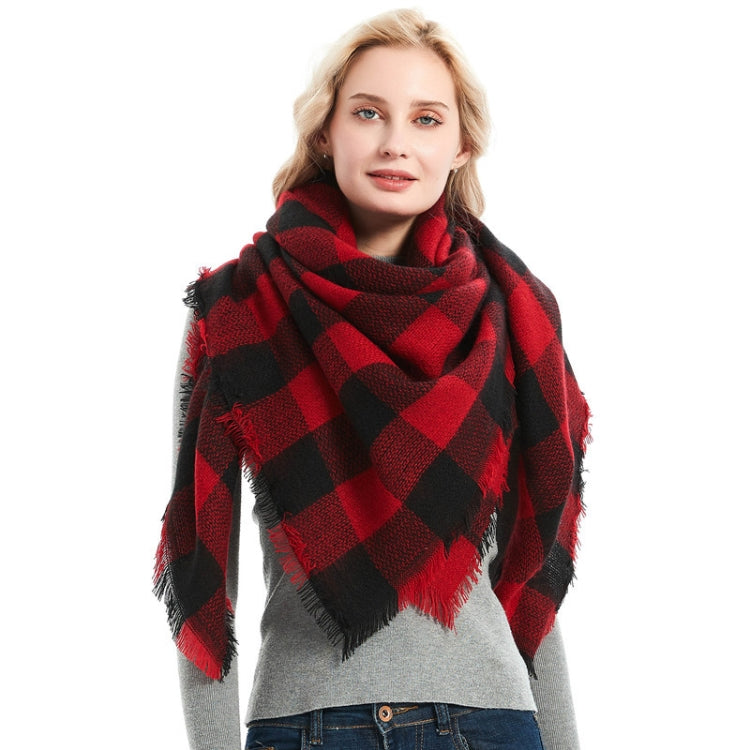 Checkered Pattern Autumn & Winter Ladies Cashmere Scarf, 140 x 140cm