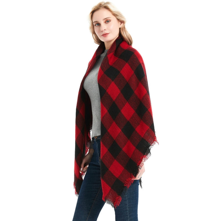 Checkered Pattern Autumn & Winter Ladies Cashmere Scarf, 140 x 140cm