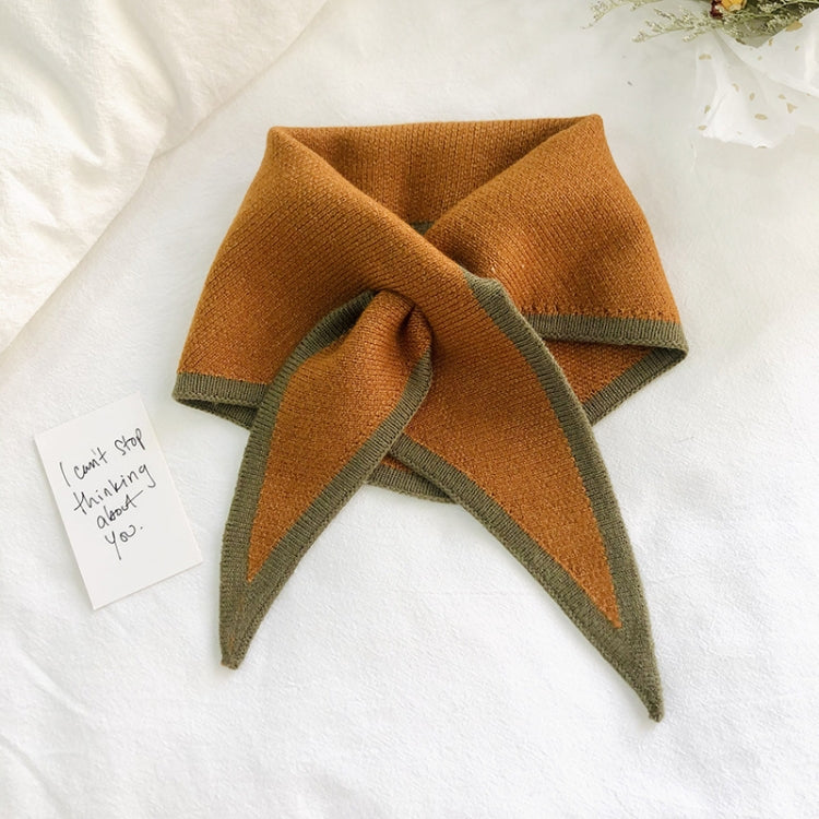 Autumn & Winter Knitted Woolen Scarf Women Two-colors Mini Triangle Scarf Warm Scarf, 80-100cm