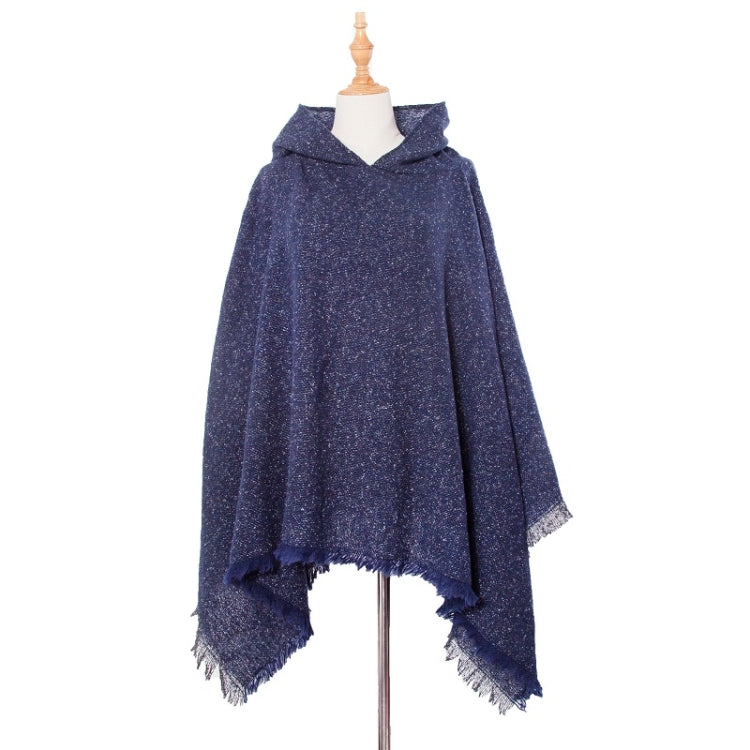 Spring Autumn Winter Checkered Pattern Hooded Cloak Shawl Scarf, 135cm