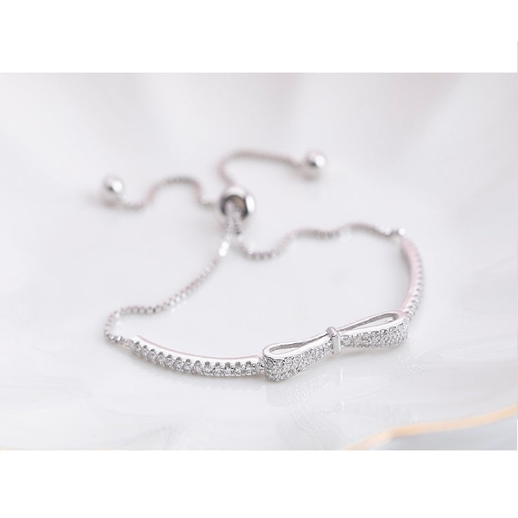 925 Sterling Silver Bracelet Bowknot Girls Stretch Bracelet