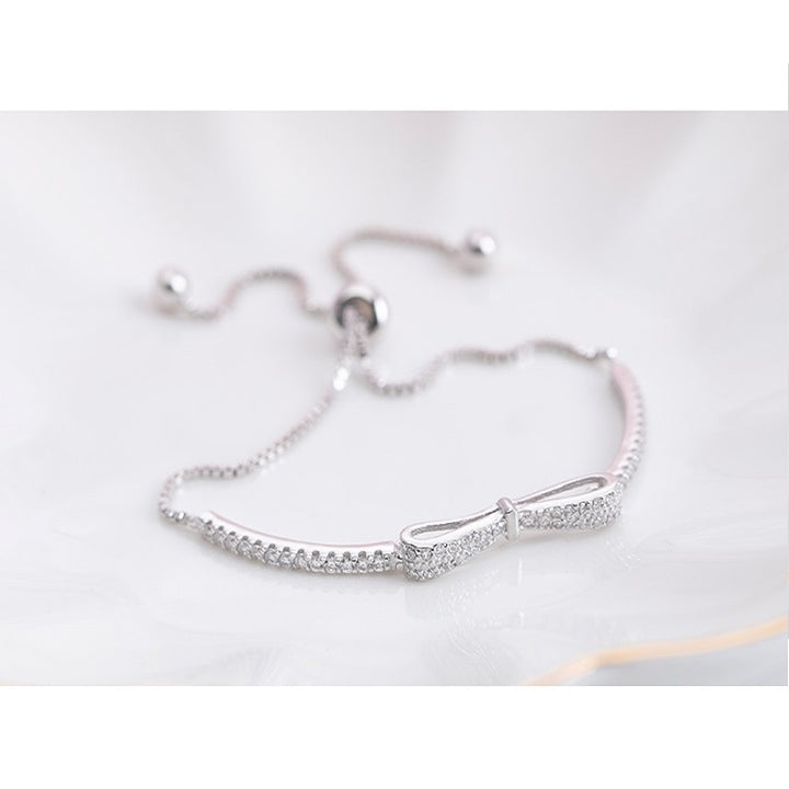 925 Sterling Silver Bracelet Bowknot Girls Stretch Bracelet