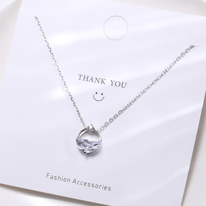 S925 Sterling Silver Clear Spring Water Necklace Valentine Day Accessories