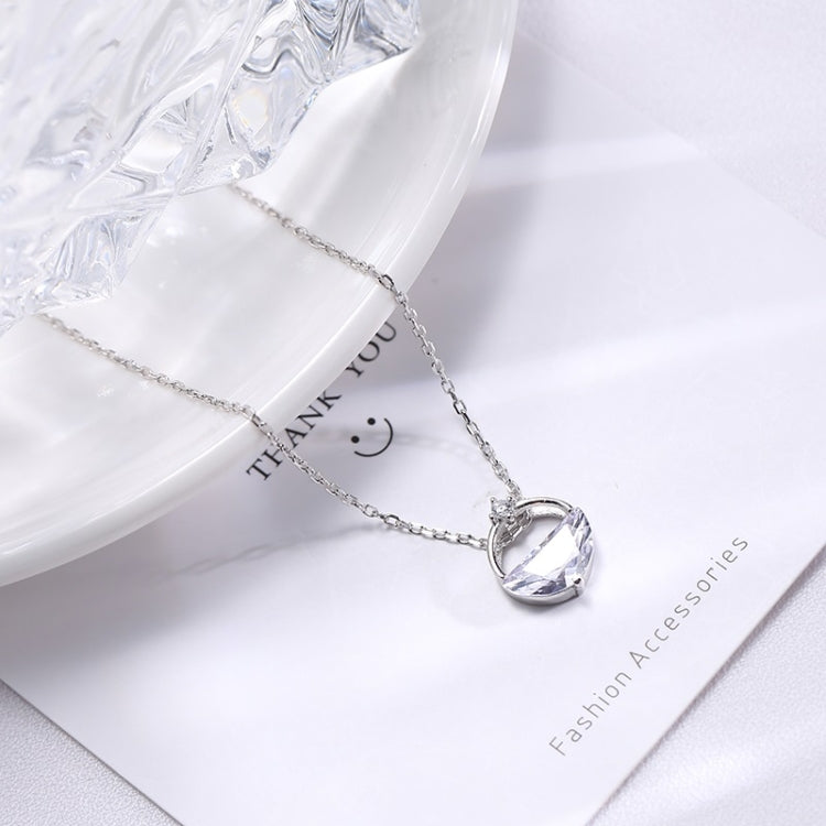 S925 Sterling Silver Clear Spring Water Necklace Valentine Day Accessories