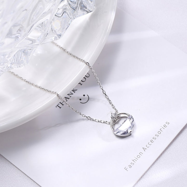 S925 Sterling Silver Clear Spring Water Necklace Valentine Day Accessories