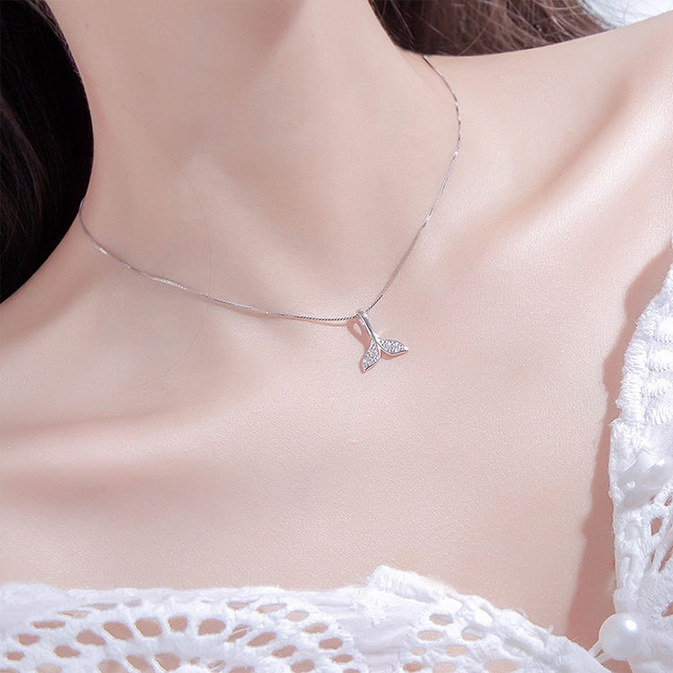 S925 Sterling Silver Fish Tail Necklace Girls Jewelry Whale Tail Necklace