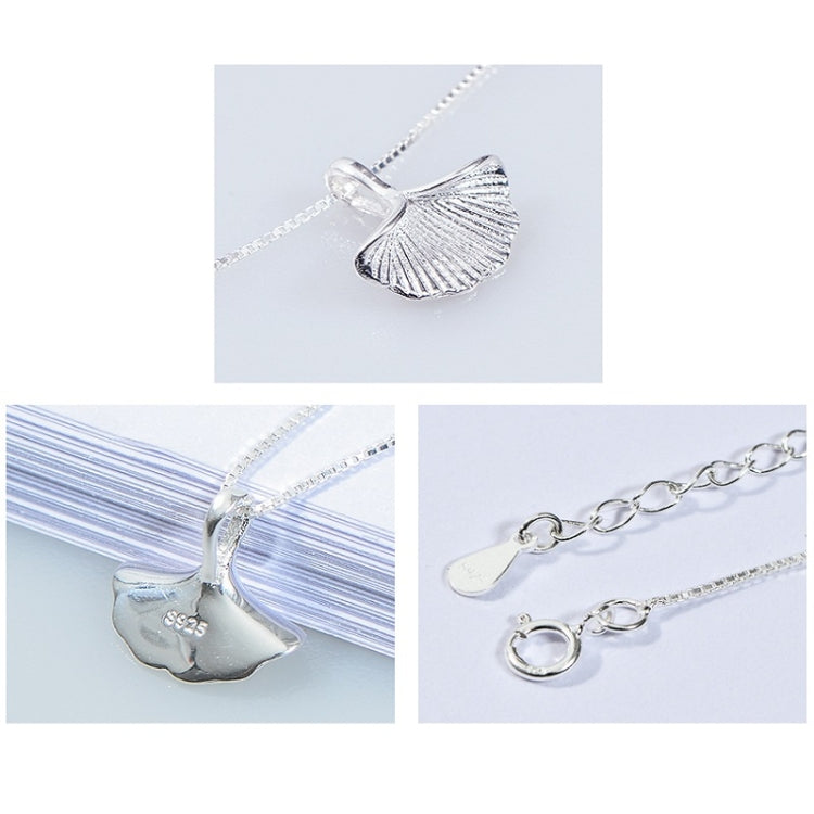 S925 Sterling Silver Ginkgo Leaf Pendant Necklace