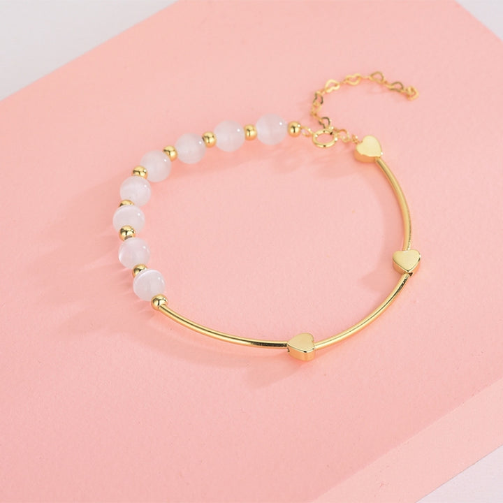 S925 Sterling Silver Natural Crystal Opal Bracelet Love Bracelet, Platinum, Gold, Rose Gold