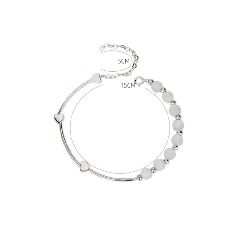 S925 Sterling Silver Natural Crystal Opal Bracelet Love Bracelet, Platinum, Gold, Rose Gold